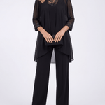 Alice™ | Conjunto de Casaco Fluido e Calça de Perna Larga Preto - set | Benedita Lisboa