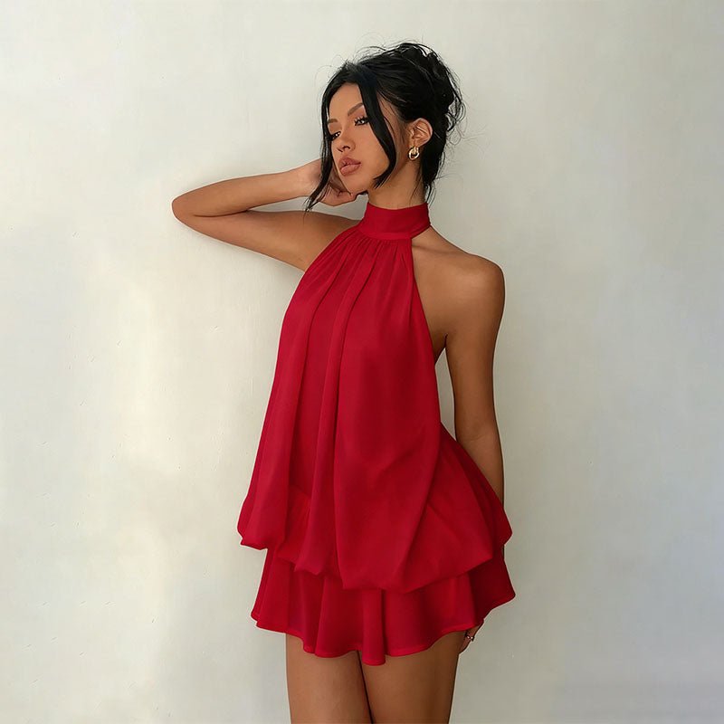 Alice™ | Vestido Mini Halter Solto e Elegante - | Benedita Lisboa