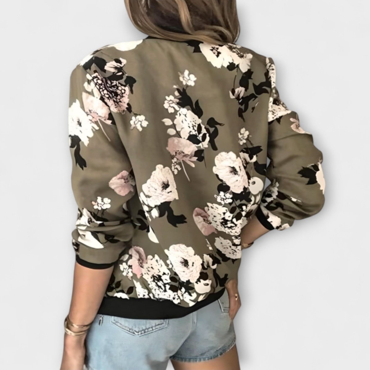 Andreia - Casaco bomber elegante com padrão floral - | Benedita Lisboa