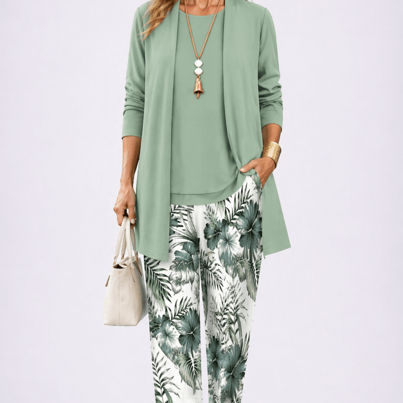 Andreia™ | Conjunto de 3 Peças Verde e Branco - | Benedita Lisboa