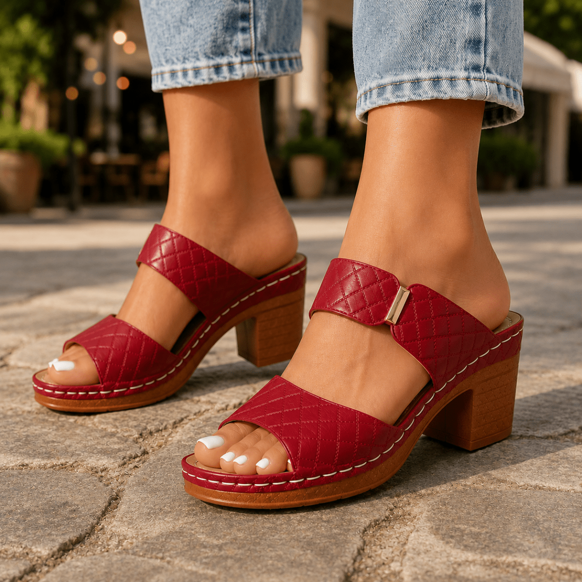 Antonella - Saltos de Couro Almofadados - | Benedita Lisboa