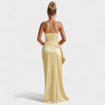 Ariel - Vestido Assimétrico Cetim Limão - | Benedita Lisboa