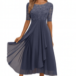 Aura™ | Vestido de Festa com Renda e Chiffon - | Benedita Lisboa