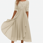 Aura™ | Vestido de Festa com Renda e Chiffon - | Benedita Lisboa