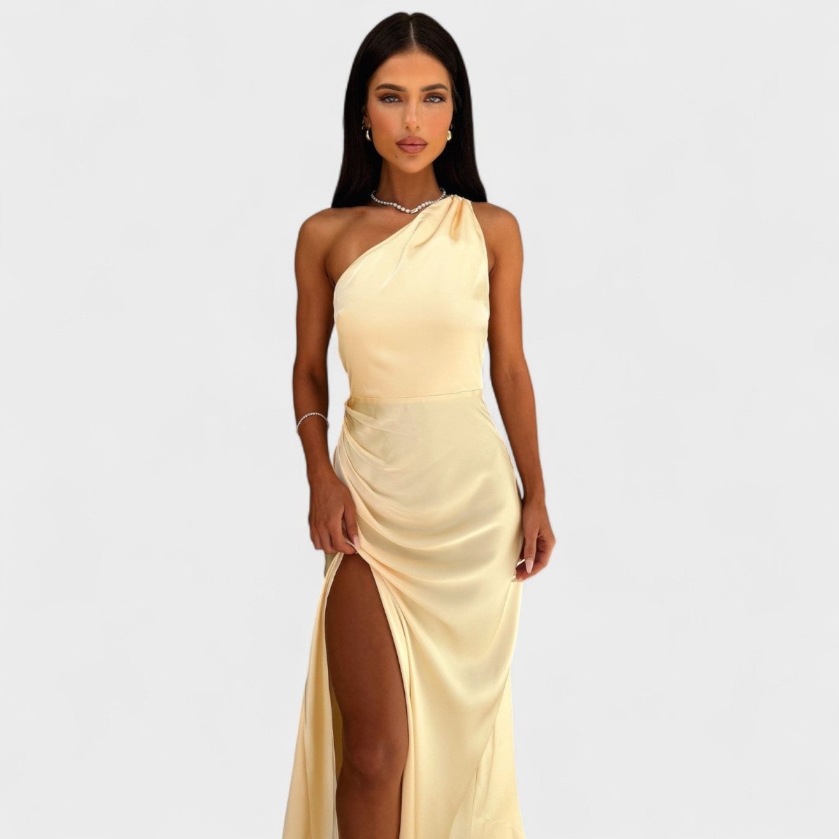 Aurelia™ | Vestido comprido de cetim - | Benedita Lisboa