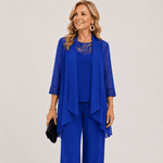 Aurora™ | Conjunto de Casaco Fluido e Calça de Perna Larga Azul - set | Benedita Lisboa