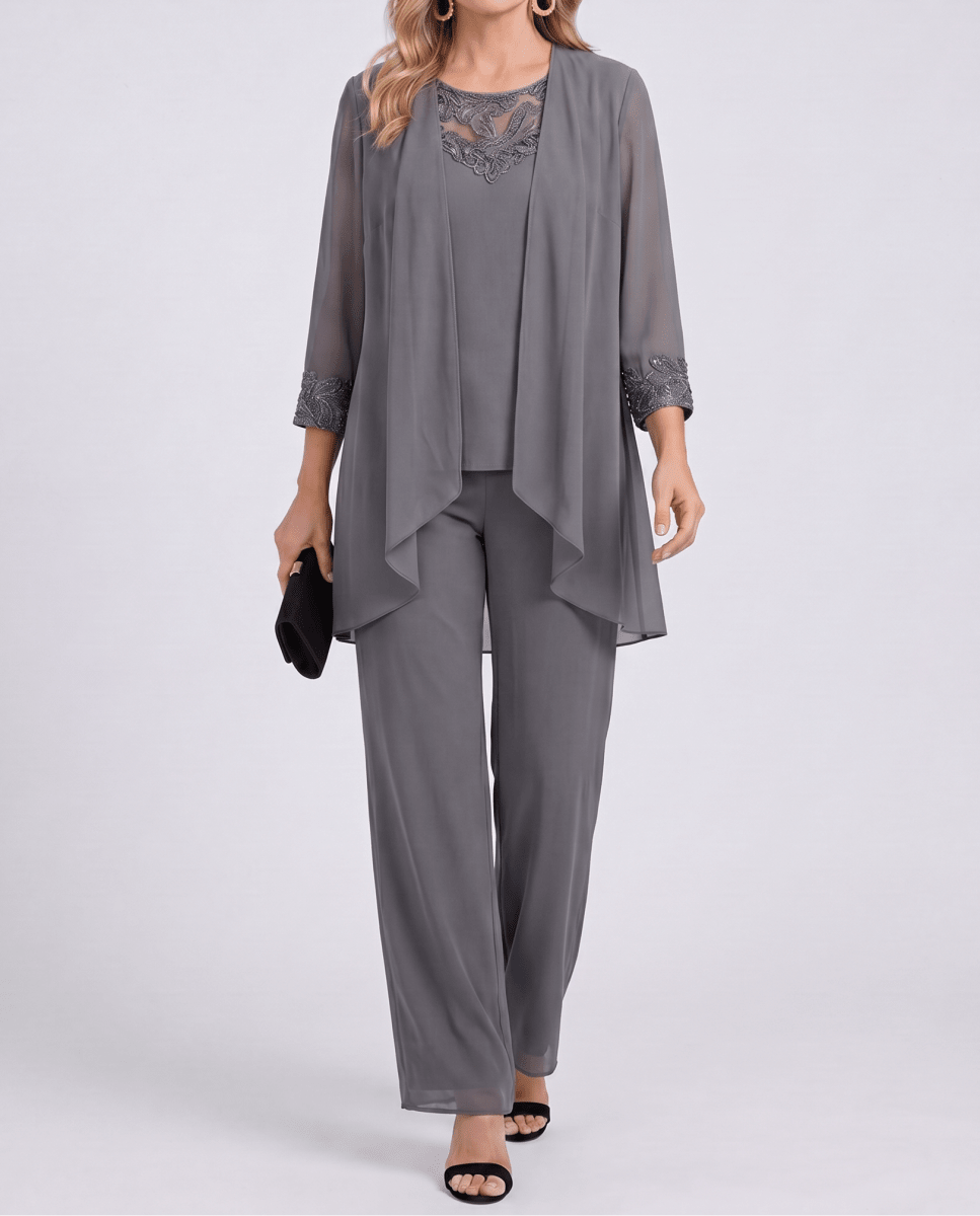 Aurora™ | Conjunto de Casaco Fluido e Calça de Perna Larga Azul - set | Benedita Lisboa
