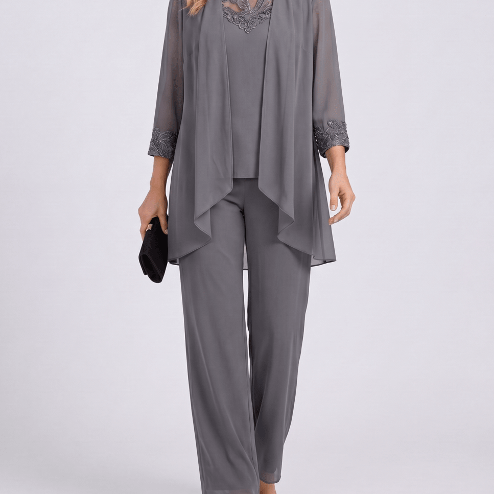 Aurora™ | Conjunto de Casaco Fluido e Calça de Perna Larga Azul - set | Benedita Lisboa