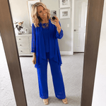 Aurora™ | Conjunto de Casaco Fluido e Calça de Perna Larga Azul - set | Benedita Lisboa