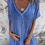 Aurora™ | Vestido Solto Elegance com Decote em V - | Benedita Lisboa