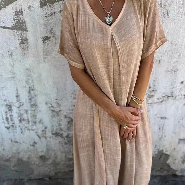 Aurora™ | Vestido Solto Elegance com Decote em V - | Benedita Lisboa