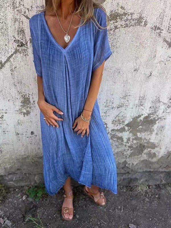 Aurora™ | Vestido Solto Elegance com Decote em V - | Benedita Lisboa