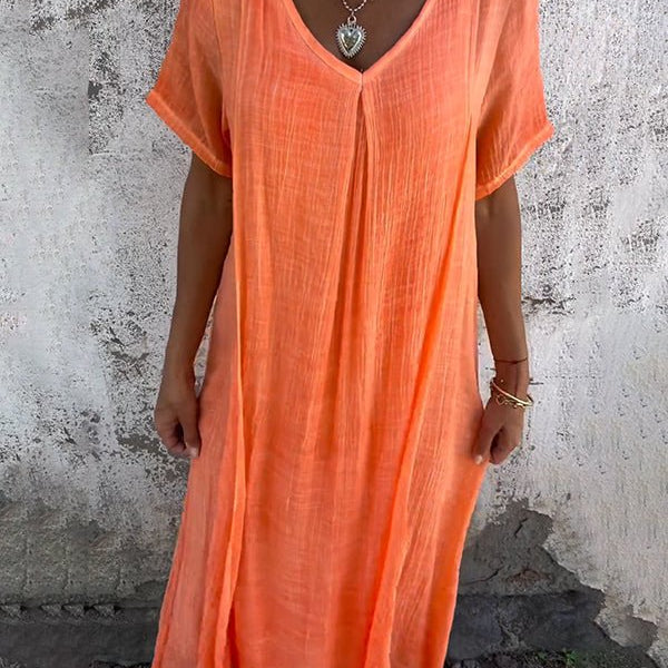 Aurora™ | Vestido Solto Elegance com Decote em V - | Benedita Lisboa