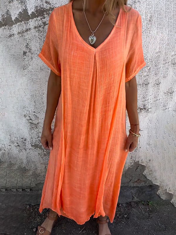 Aurora™ | Vestido Solto Elegance com Decote em V - | Benedita Lisboa