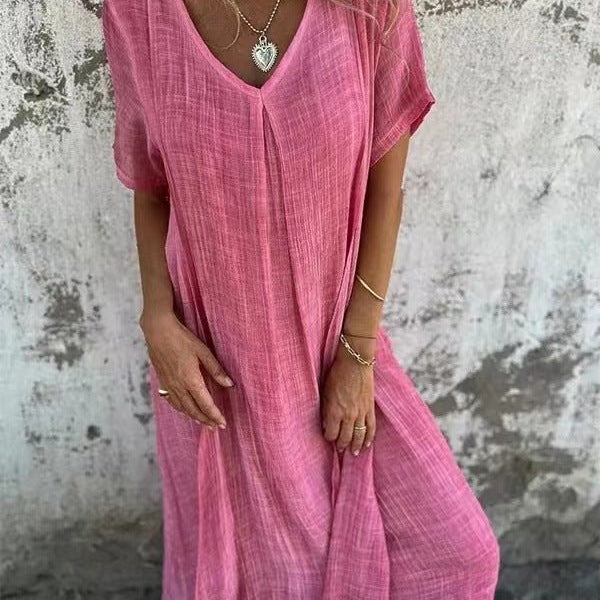 Aurora™ | Vestido Solto Elegance com Decote em V - | Benedita Lisboa