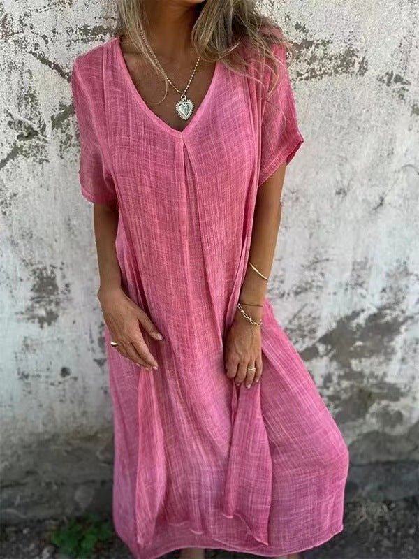 Aurora™ | Vestido Solto Elegance com Decote em V - | Benedita Lisboa