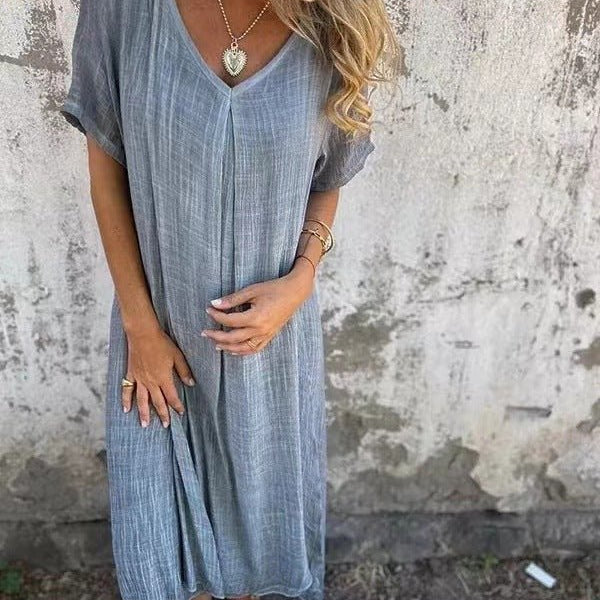 Aurora™ | Vestido Solto Elegance com Decote em V - | Benedita Lisboa