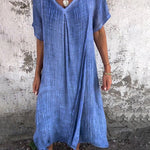 Aurora™ | Vestido Solto Elegance com Decote em V - | Benedita Lisboa