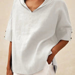 Beatriz™ | Blusa de Linho V com Corte Clássico, Leve e Confortável - | Benedita Lisboa