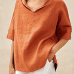 Beatriz™ | Blusa de Linho V com Corte Clássico, Leve e Confortável - | Benedita Lisboa