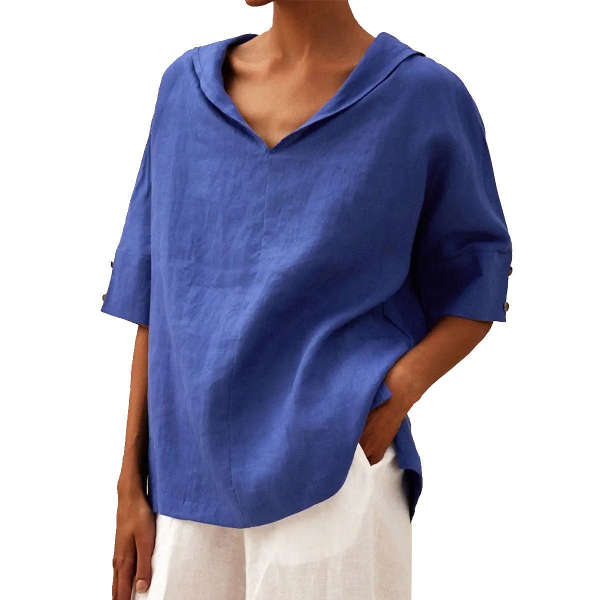Beatriz™ | Blusa de Linho V com Corte Clássico, Leve e Confortável - | Benedita Lisboa