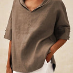 Beatriz™ | Blusa de Linho V com Corte Clássico, Leve e Confortável - | Benedita Lisboa