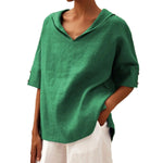 Beatriz™ | Blusa de Linho V com Corte Clássico, Leve e Confortável - | Benedita Lisboa