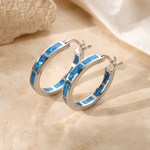 Belén - Brincos Chic Circulares com Opala de Fogo Azul - | Benedita Lisboa