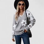 Belinha™ | Camisola Elegante com Decote em V e Padrão Floral - | Benedita Lisboa