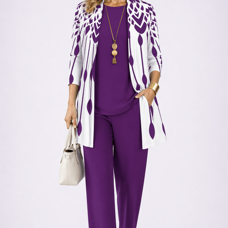 Bianca™ | Conjunto de 3 Peças Roxo e Branco - | Benedita Lisboa