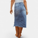 BLAKE™ – Saia Maxi de Denim de Cintura Alta Relaxada - | Benedita Lisboa