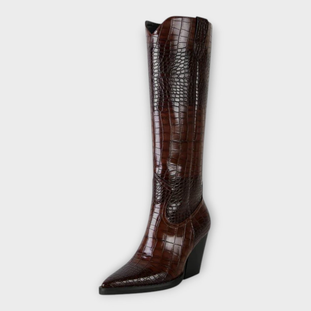 Botas com Design Croco e Salto Elegante - | Benedita Lisboa