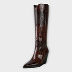 Botas com Design Croco e Salto Elegante - | Benedita Lisboa