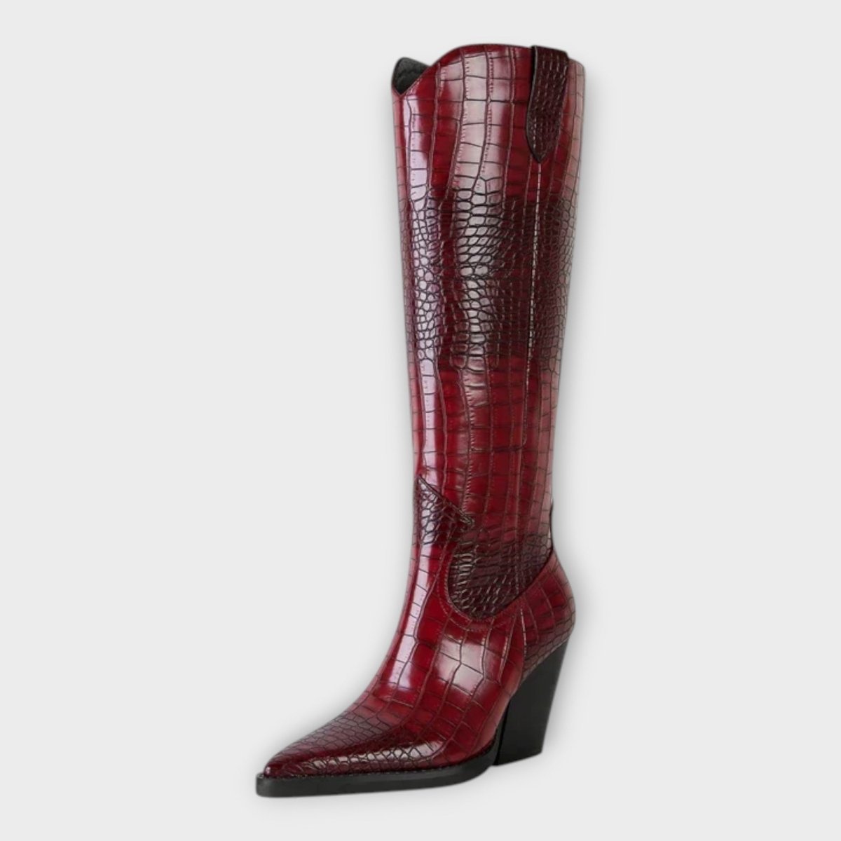 Botas com Design Croco e Salto Elegante - | Benedita Lisboa