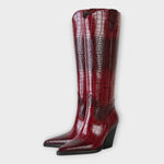 Botas com Design Croco e Salto Elegante - | Benedita Lisboa