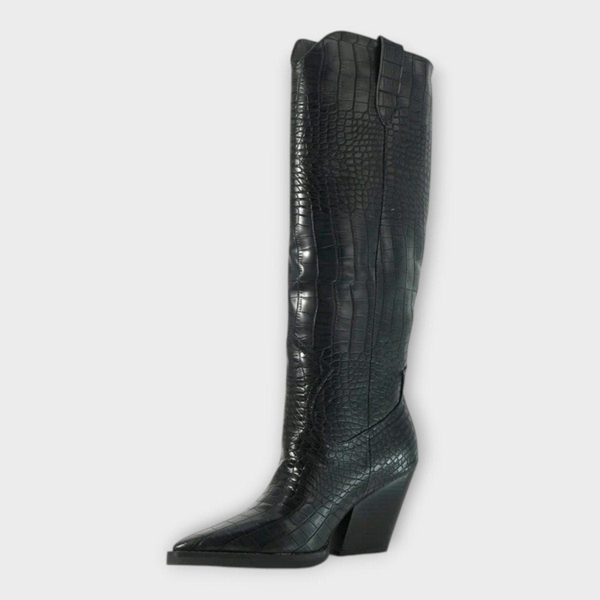 Botas com Design Croco e Salto Elegante - | Benedita Lisboa