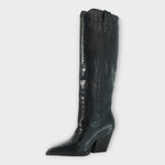 Botas com Design Croco e Salto Elegante - | Benedita Lisboa
