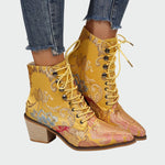 Botins de couro com flores - | Benedita Lisboa