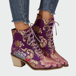 Botins de couro com flores - | Benedita Lisboa
