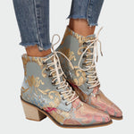 Botins de couro com flores - | Benedita Lisboa