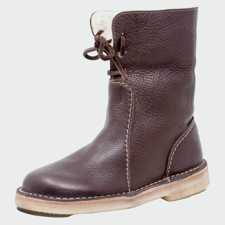 Botins de couro impermeáveis com forro de lã - | Benedita Lisboa