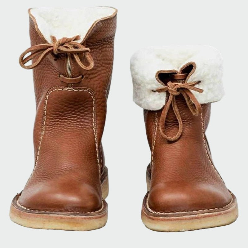 Botins de couro impermeáveis com forro de lã - | Benedita Lisboa