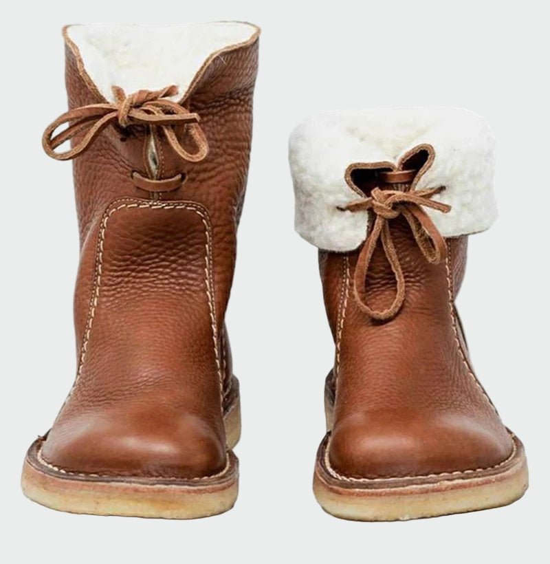 Botins de couro impermeáveis com forro de lã - | Benedita Lisboa