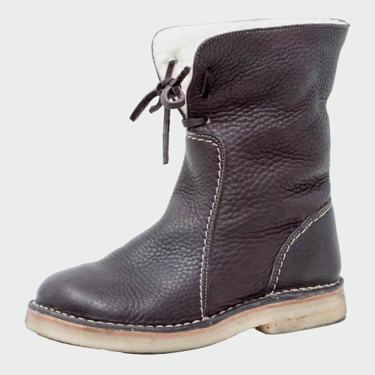 Botins de couro impermeáveis com forro de lã - | Benedita Lisboa