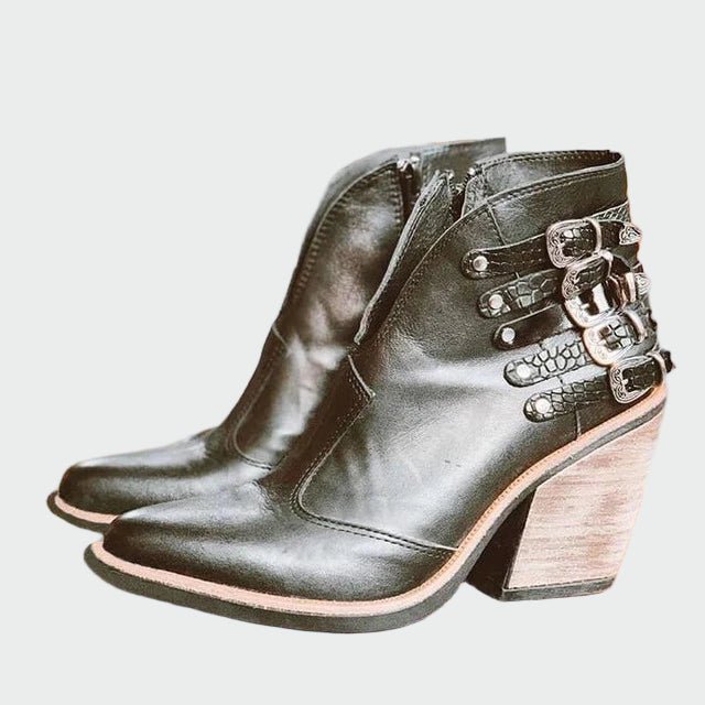 Botins de couro retro - | Benedita Lisboa