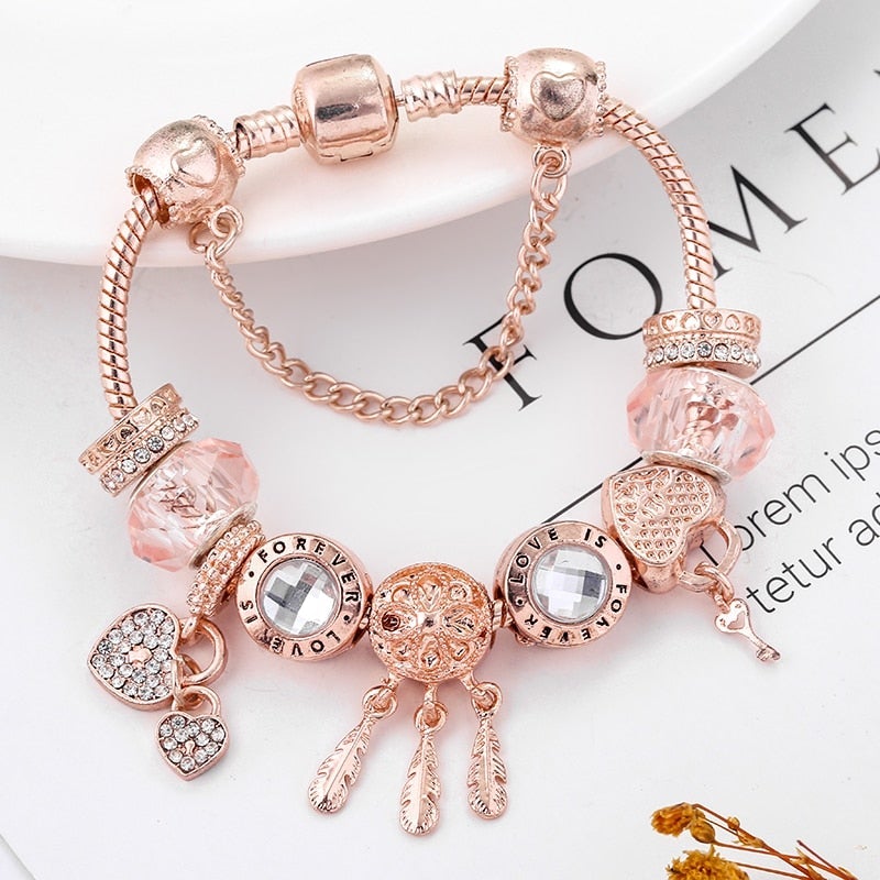 BrilhoNobre Pulseira Floco de Neve Rosas - Pendente Prata - | Benedita Lisboa