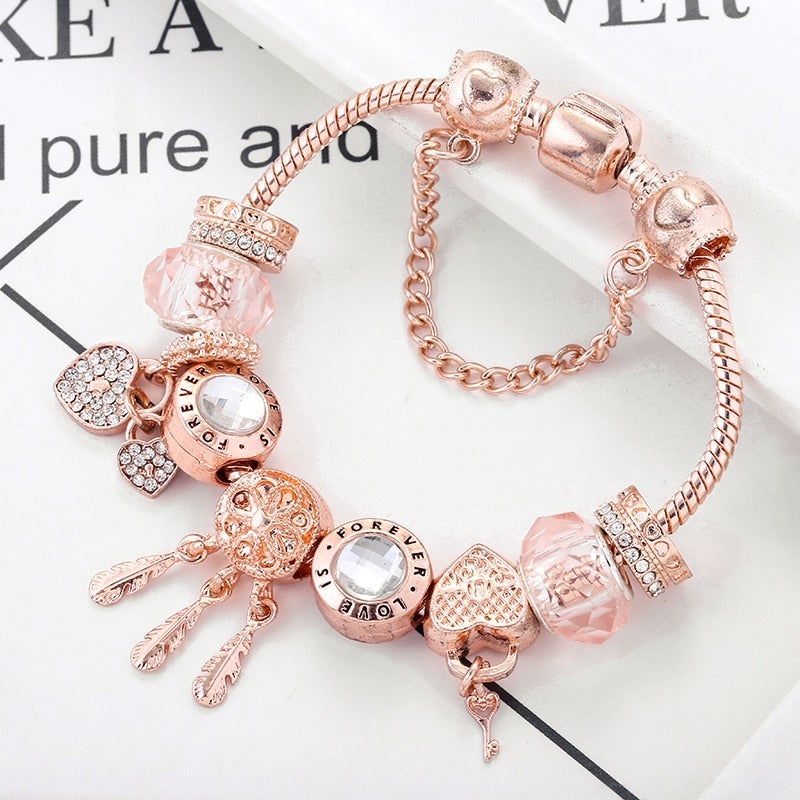 BrilhoNobre Pulseira Floco de Neve Rosas - Pendente Prata - | Benedita Lisboa