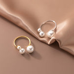 BrilhoNova Anel Triangular Ajustável Pérolas - Elegância - | Benedita Lisboa