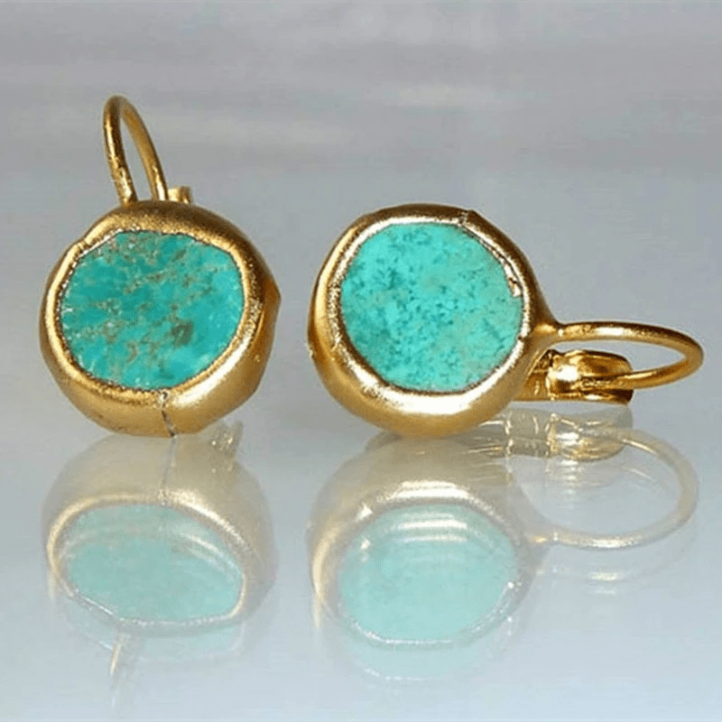BrilhoReal Brincos Ouro Turquesa Excepcional - Elegância - | Benedita Lisboa
