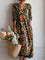 Camila™ | Vestido Boho Longo Azul com Flores Douradas - Vestido | Benedita Lisboa